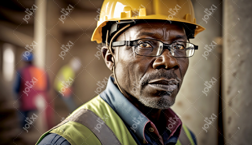 Homme d'affaire en tenue de chantier tenant un plan de travail à  l'extérieur - Photo #6293 - Jolixi